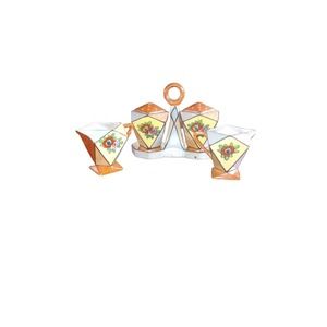 Chinese Lusterware Salt and Pepper with Two Creamers